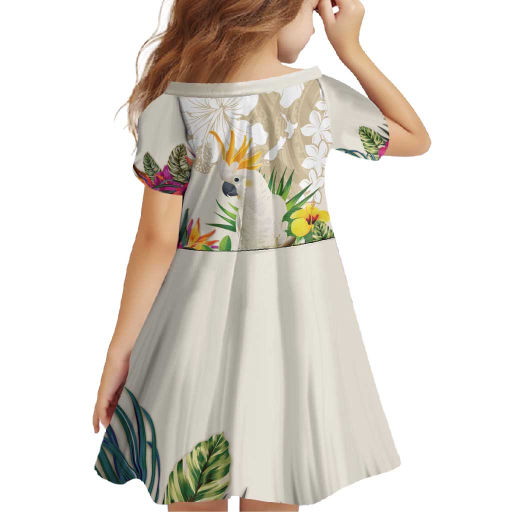 New Zealand Cacatua Galerita Family Matching Off Shoulder Maxi Dress and Hawaiian Shirt Aotearoa Cockatoo Tropical Flowers