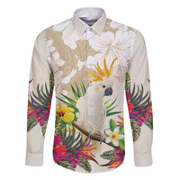 New Zealand Cacatua Galerita Family Matching Off Shoulder Maxi Dress and Hawaiian Shirt Aotearoa Cockatoo Tropical Flowers