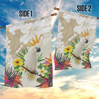 New Zealand Cacatua Galerita Garden Flag Aotearoa Cockatoo Tropical Flowers