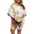 New Zealand Cacatua Galerita Off Shoulder Short Dress Aotearoa Cockatoo Tropical Flowers