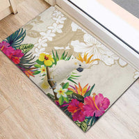 New Zealand Cacatua Galerita Rubber Doormat Aotearoa Cockatoo Tropical Flowers