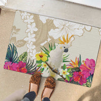 New Zealand Cacatua Galerita Rubber Doormat Aotearoa Cockatoo Tropical Flowers