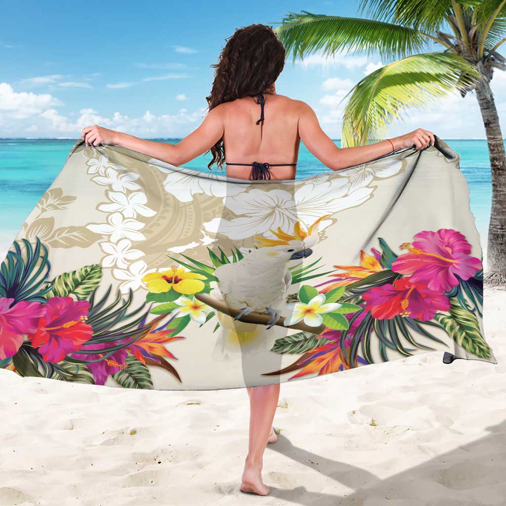 New Zealand Cacatua Galerita Sarong Aotearoa Cockatoo Tropical Flowers