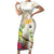 New Zealand Cacatua Galerita Short Sleeve Bodycon Dress Aotearoa Cockatoo Tropical Flowers