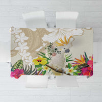 New Zealand Cacatua Galerita Tablecloth Aotearoa Cockatoo Tropical Flowers LT14 Beige - Polynesian Pride