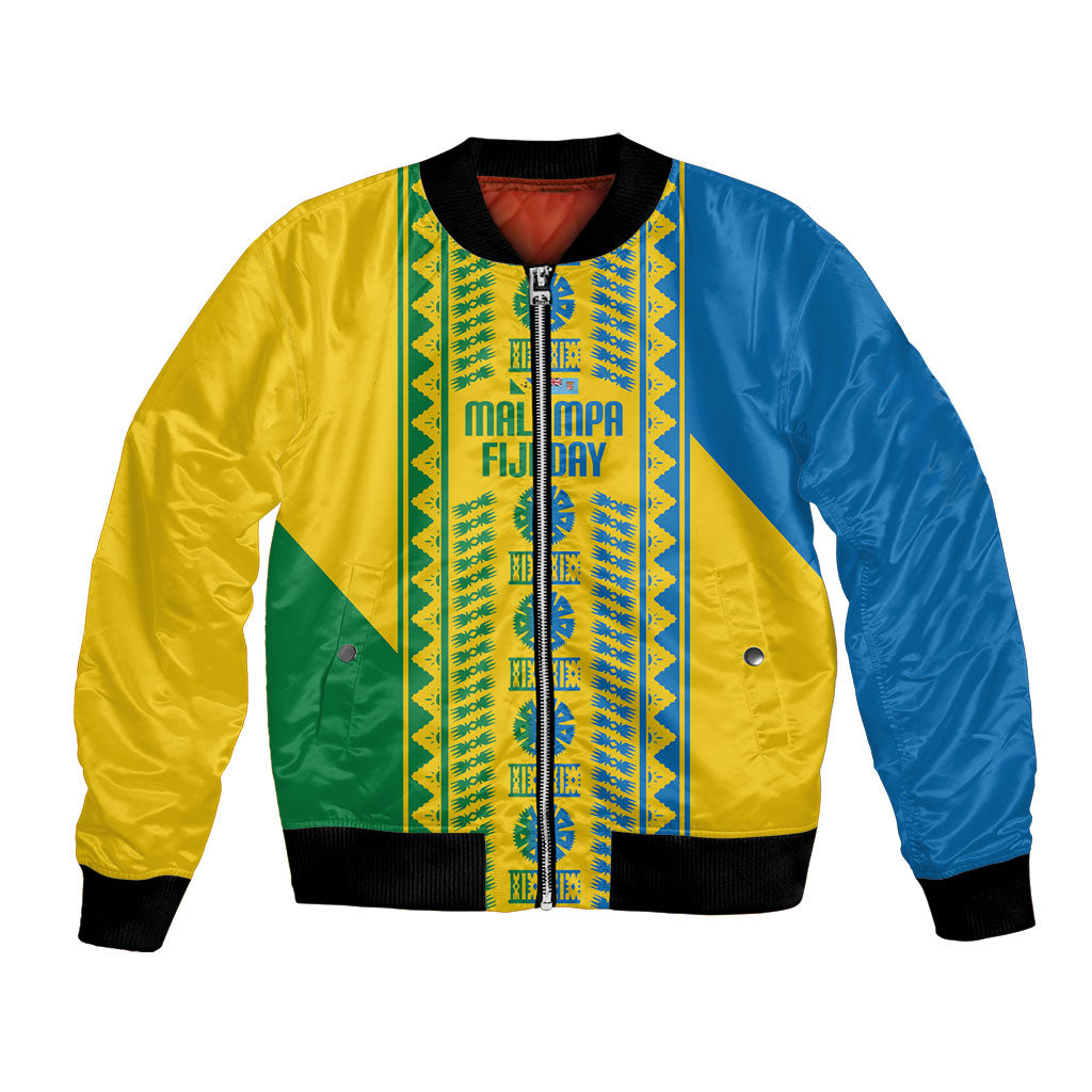 Malampa Fiji Day Bomber Jacket 10 October Together We Grow Tapa Motifs