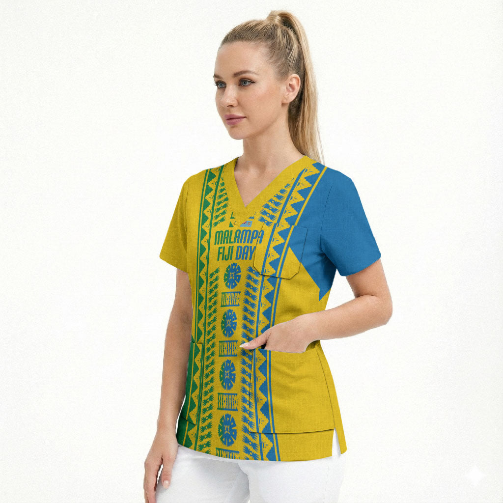 Malampa Fiji Day Scrub Top 10 October Together We Grow Tapa Motifs