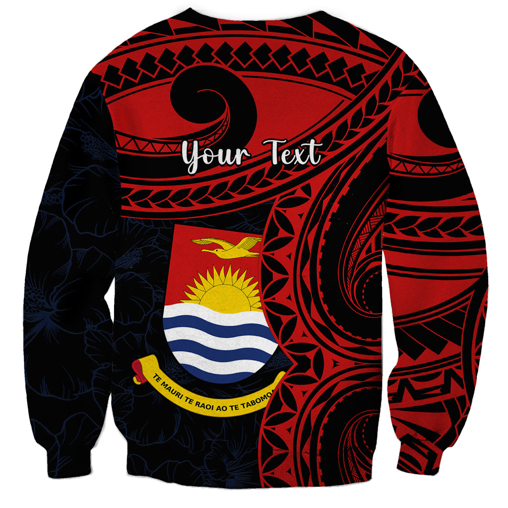 Personalised Kiribati Human Rights Day Sweatshirt Coat Of Arms With Polynesian Tropical Flowers LT14 - Polynesian Pride