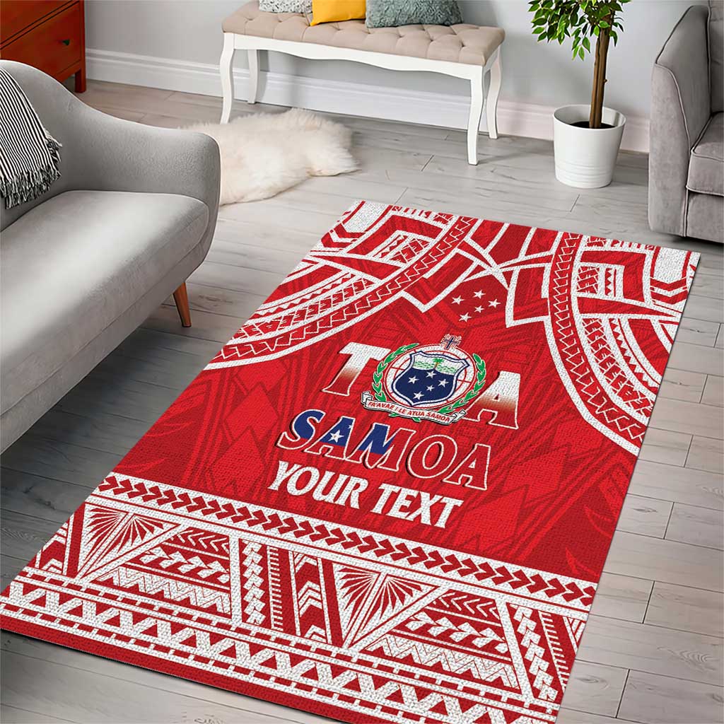 Samoa Rugby Custom Area Rug Toa Samoa Pacific Sporty Red - Polynesian Pride