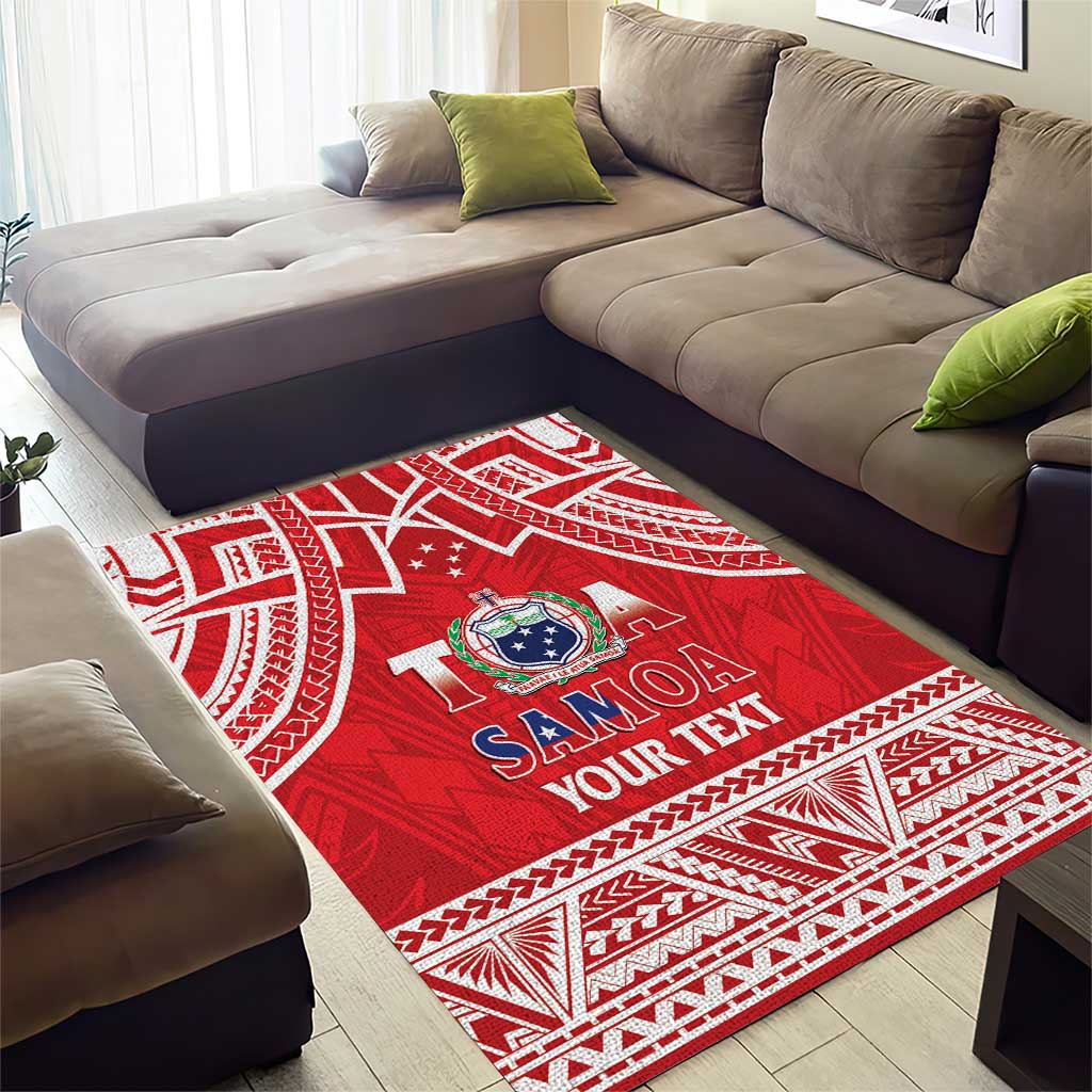 Samoa Rugby Custom Area Rug Toa Samoa Pacific Sporty Red - Polynesian Pride