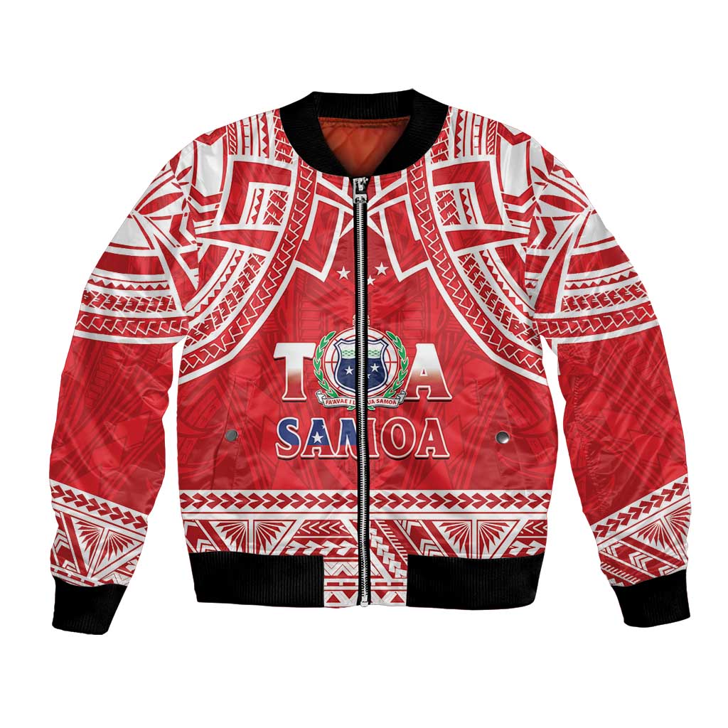 Samoa Rugby Custom Bomber Jacket Toa Samoa Pacific Sporty Red - Polynesian Pride