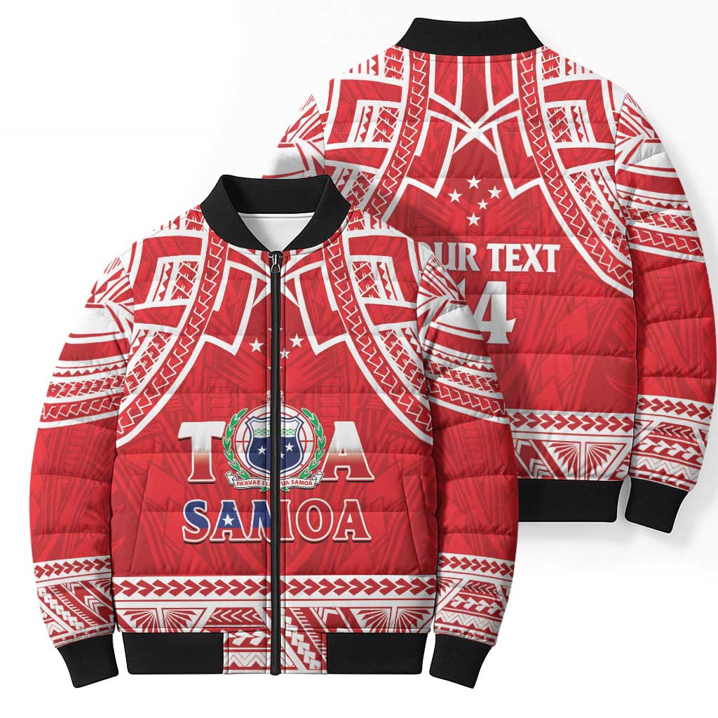 Samoa Rugby Custom Bomber Puffer Jacket Toa Samoa Pacific Sporty Red - Polynesian Pride