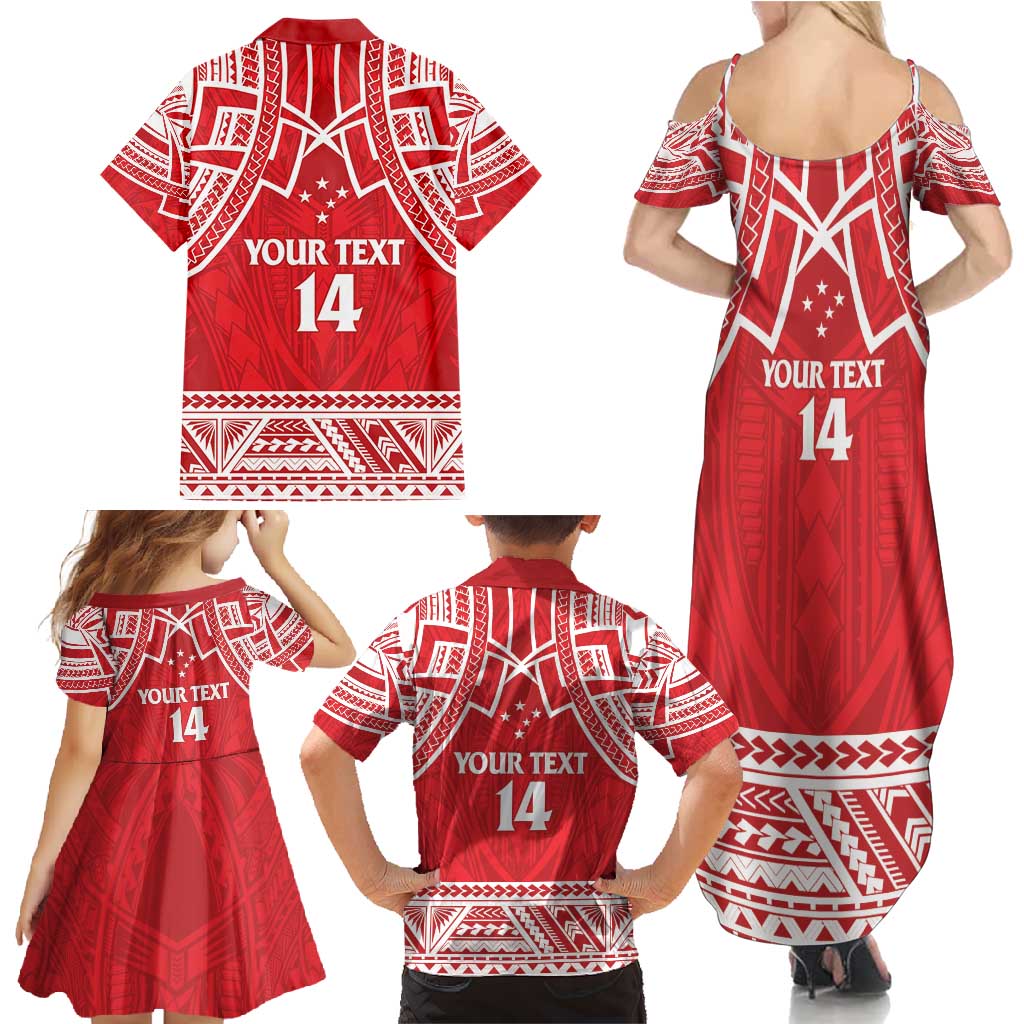 Samoa Rugby Custom Family Matching Summer Maxi Dress and Hawaiian Shirt Toa Samoa Pacific Sporty Red - Polynesian Pride