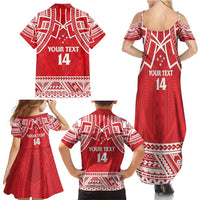 Samoa Rugby Custom Family Matching Summer Maxi Dress and Hawaiian Shirt Toa Samoa Pacific Sporty Red - Polynesian Pride