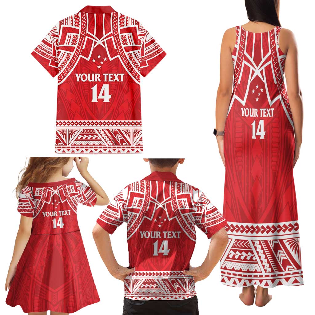 Samoa Rugby Custom Family Matching Tank Maxi Dress and Hawaiian Shirt Toa Samoa Pacific Sporty Red - Polynesian Pride