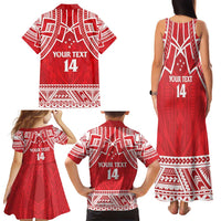 Samoa Rugby Custom Family Matching Tank Maxi Dress and Hawaiian Shirt Toa Samoa Pacific Sporty Red - Polynesian Pride