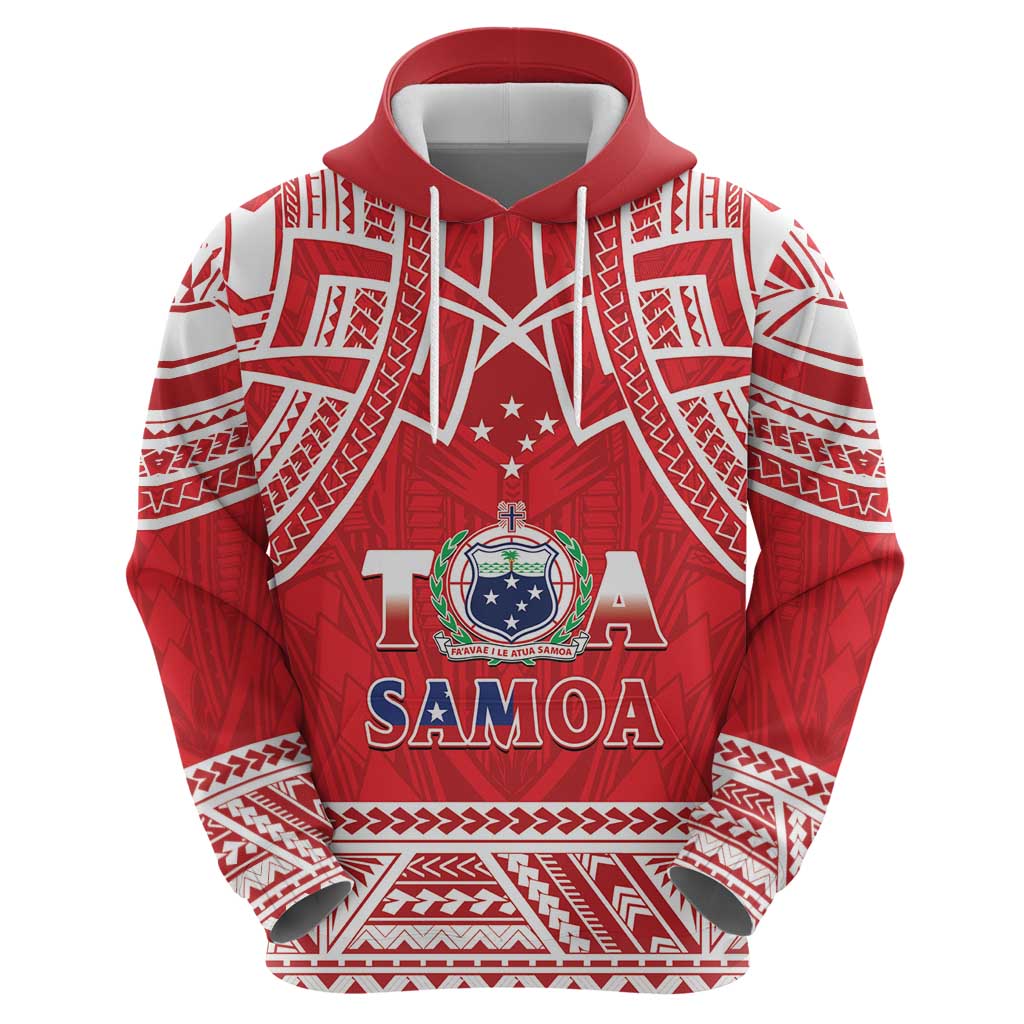 Samoa Rugby Custom Hoodie Toa Samoa Pacific Sporty Red - Polynesian Pride