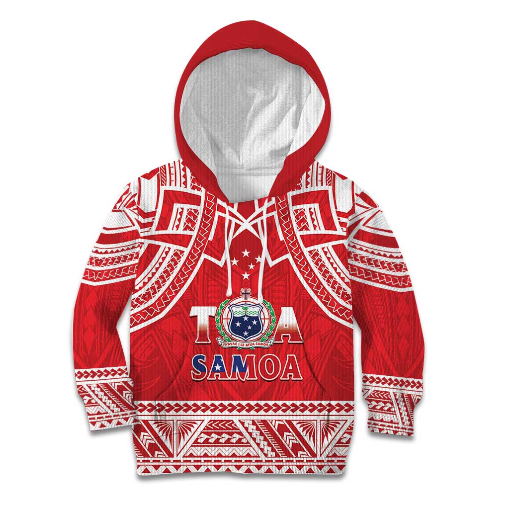 Samoa Rugby Custom Kid Hoodie Toa Samoa Pacific Sporty Red - Polynesian Pride