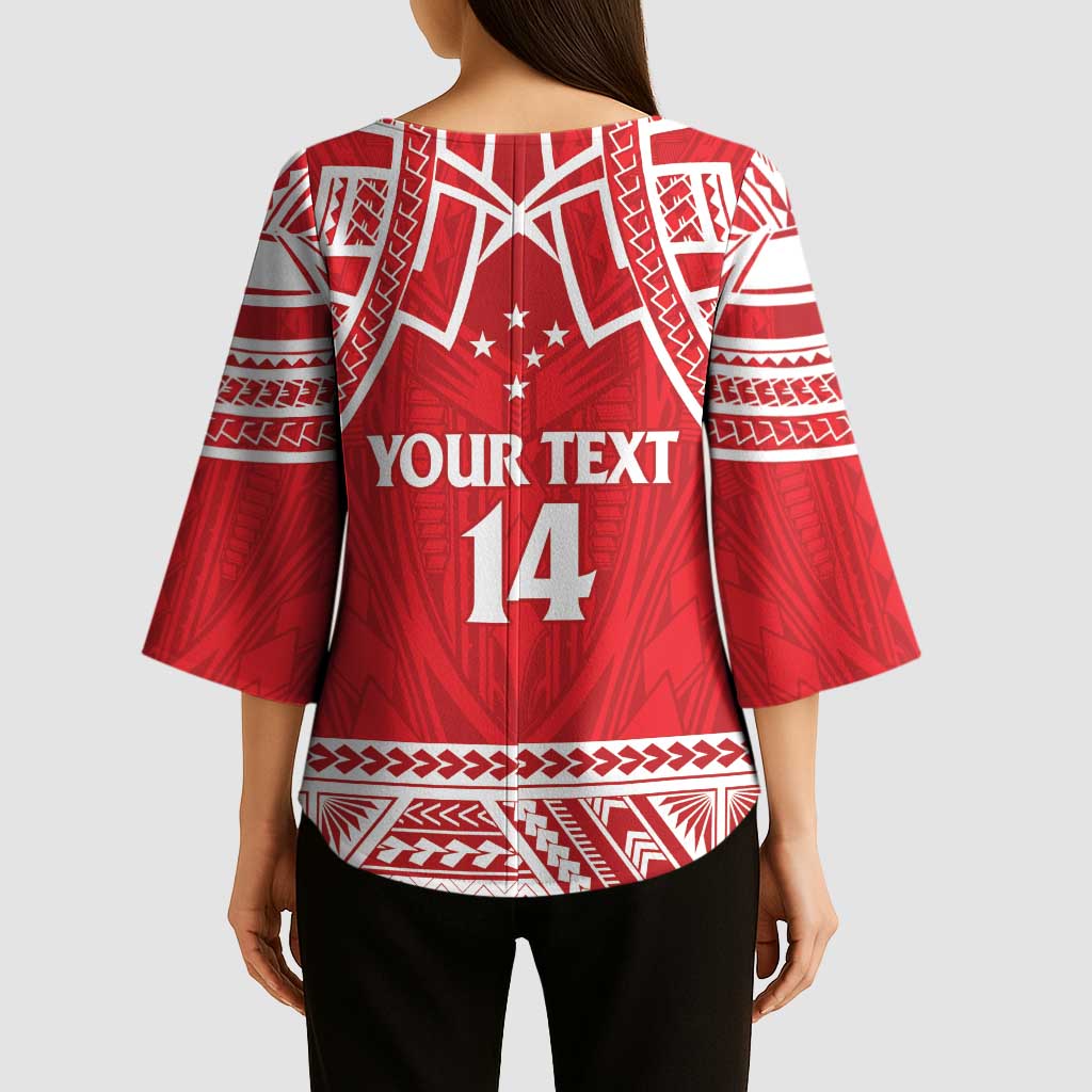 Samoa Rugby Custom Kimono Sleeve Blouse Toa Samoa Pacific Sporty Red - Polynesian Pride
