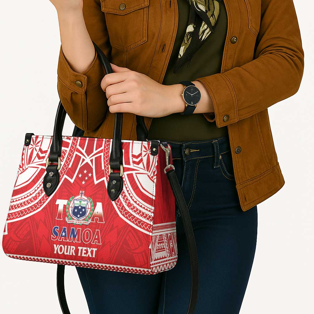 Samoa Rugby Custom Leather Bag Toa Samoa Pacific Sporty Red - Polynesian Pride
