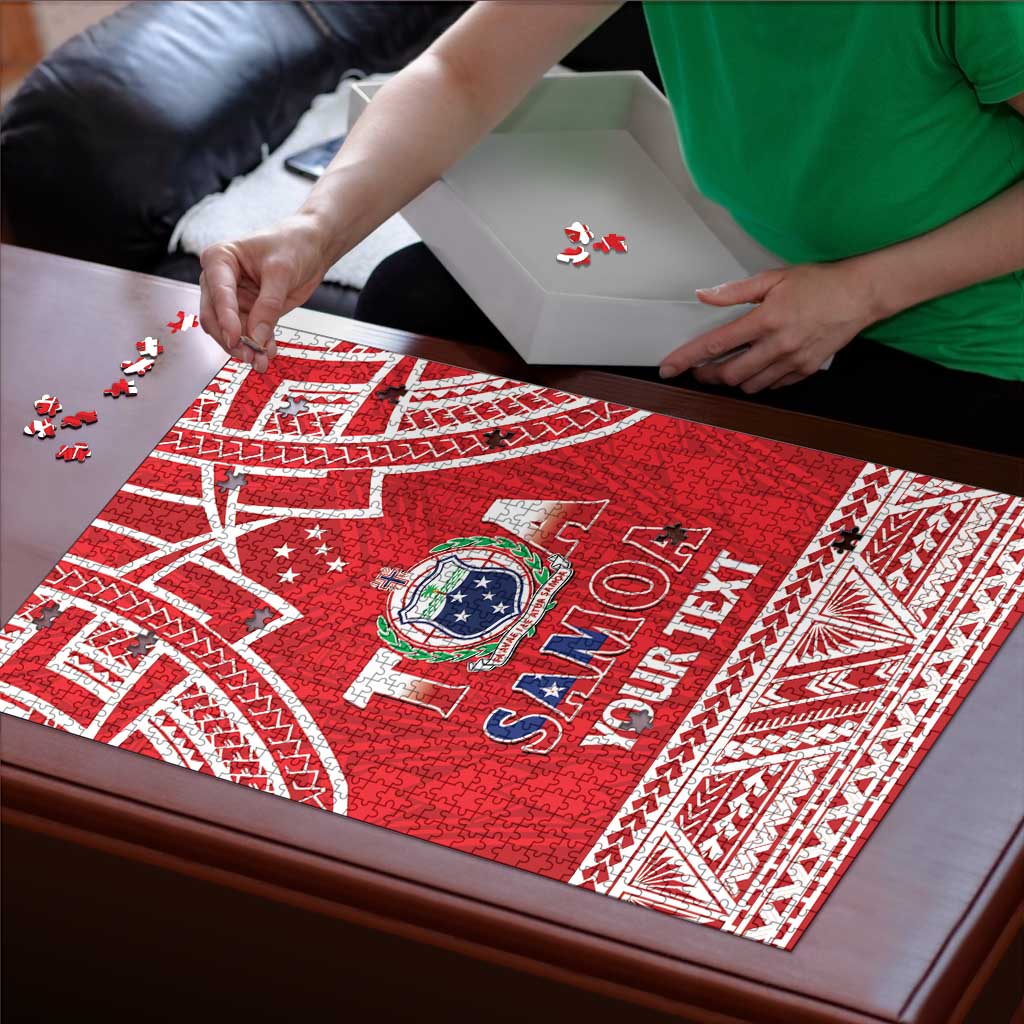 Samoa Rugby Custom Puzzle Toa Samoa Pacific Sporty Red - Polynesian Pride