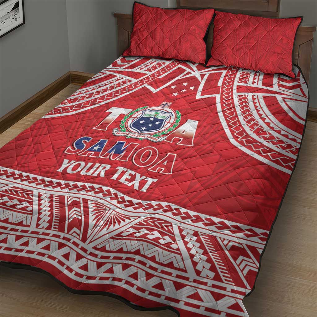Samoa Rugby Custom Quilt Bed Set Toa Samoa Pacific Sporty Red - Polynesian Pride