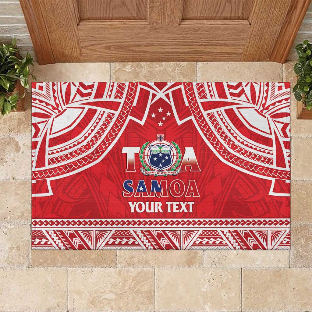 Samoa Rugby Custom Rubber Doormat Toa Samoa Pacific Sporty Red - Polynesian Pride