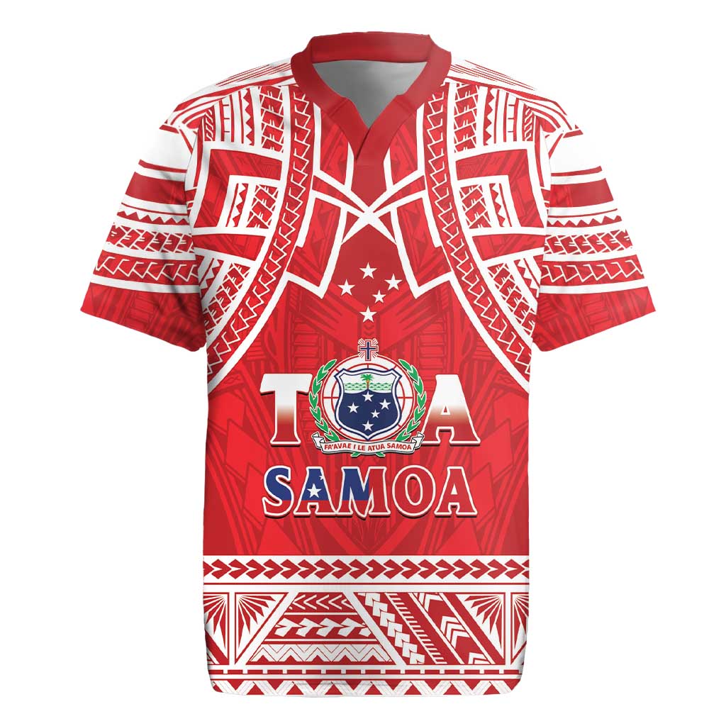 Samoa Rugby Custom Rugby Jersey Toa Samoa Pacific Sporty Red - Polynesian Pride