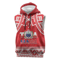 Samoa Rugby Custom Sleeveless Hoodie Toa Samoa Pacific Sporty Red - Polynesian Pride