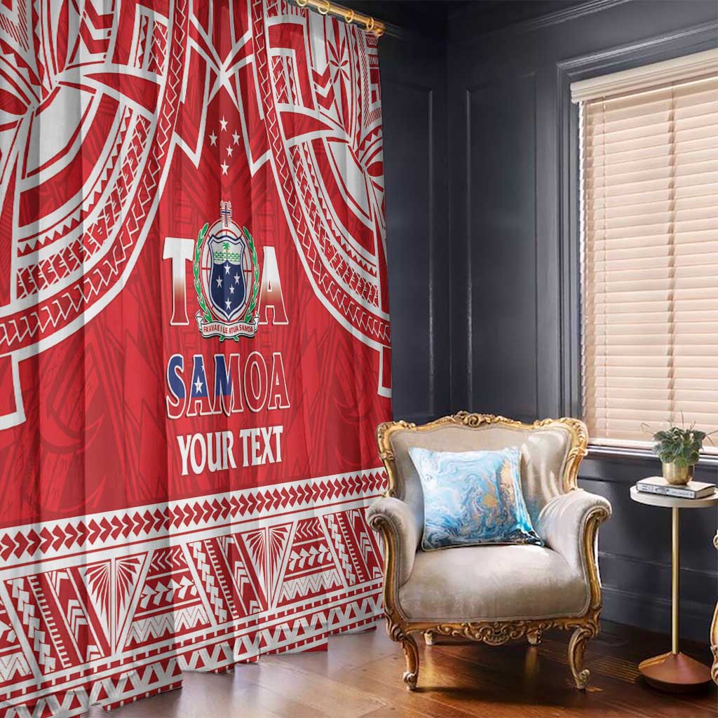 Samoa Rugby Custom Window Curtain Toa Samoa Pacific Sporty Red - Polynesian Pride