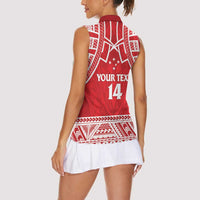 Samoa Rugby Custom Women Sleeveless Polo Shirt Toa Samoa Pacific Sporty Red - Polynesian Pride
