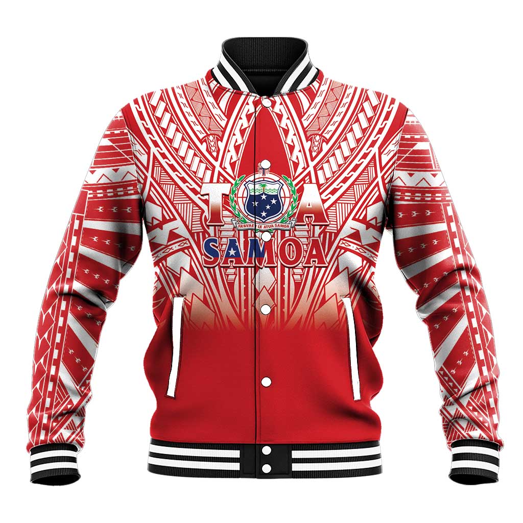Toa Samoa Rugby Custom Baseball Jacket Samoa mo Samoa Polynesian Pacific Red - Polynesian Pride