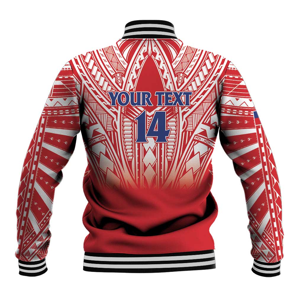 Toa Samoa Rugby Custom Baseball Jacket Samoa mo Samoa Polynesian Pacific Red - Polynesian Pride