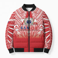 Toa Samoa Rugby Custom Bomber Puffer Jacket Samoa mo Samoa Polynesian Pacific Red - Polynesian Pride