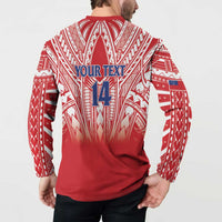 Toa Samoa Rugby Custom Button Sweatshirt Samoa mo Samoa Polynesian Pacific Red - Polynesian Pride