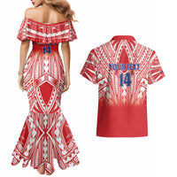Toa Samoa Rugby Custom Couples Matching Mermaid Dress and Hawaiian Shirt Samoa mo Samoa Polynesian Pacific Red - Polynesian Pride