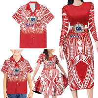 Toa Samoa Rugby Custom Family Matching Long Sleeve Bodycon Dress and Hawaiian Shirt Samoa mo Samoa Polynesian Pacific Red - Polynesian Pride