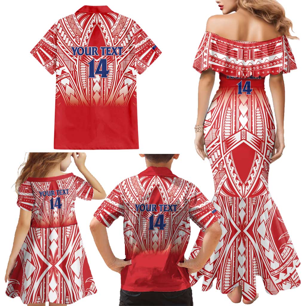 Toa Samoa Rugby Custom Family Matching Mermaid Dress and Hawaiian Shirt Samoa mo Samoa Polynesian Pacific Red - Polynesian Pride