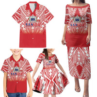 Toa Samoa Rugby Custom Family Matching Puletasi and Hawaiian Shirt Samoa mo Samoa Polynesian Pacific Red - Polynesian Pride