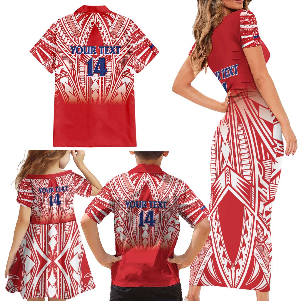Toa Samoa Rugby Custom Family Matching Short Sleeve Bodycon Dress and Hawaiian Shirt Samoa mo Samoa Polynesian Pacific Red - Polynesian Pride