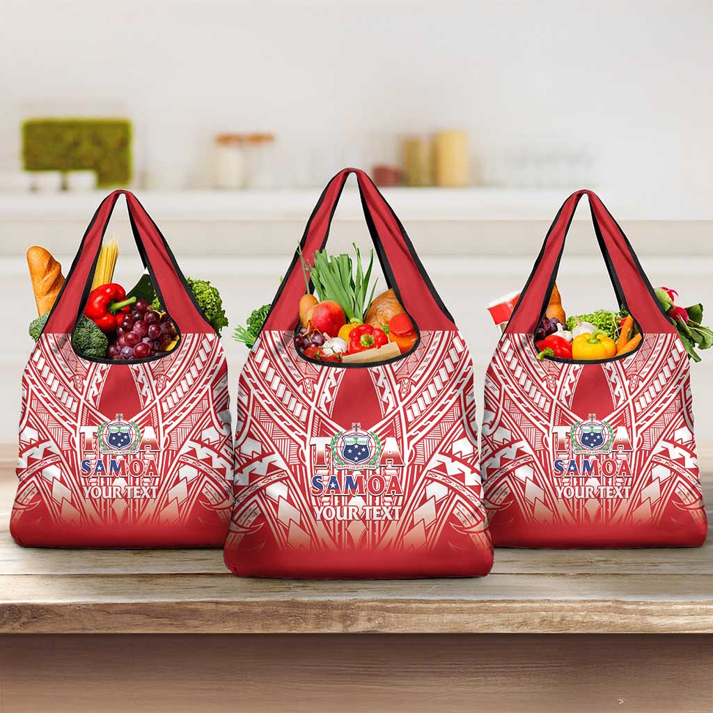 Toa Samoa Rugby Custom Grocery Bag Samoa mo Samoa Polynesian Pacific Red - Polynesian Pride