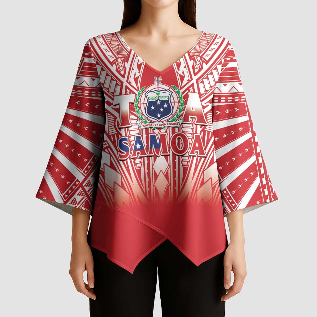 Toa Samoa Rugby Custom Kimono Sleeve Blouse Samoa mo Samoa Polynesian Pacific Red - Polynesian Pride