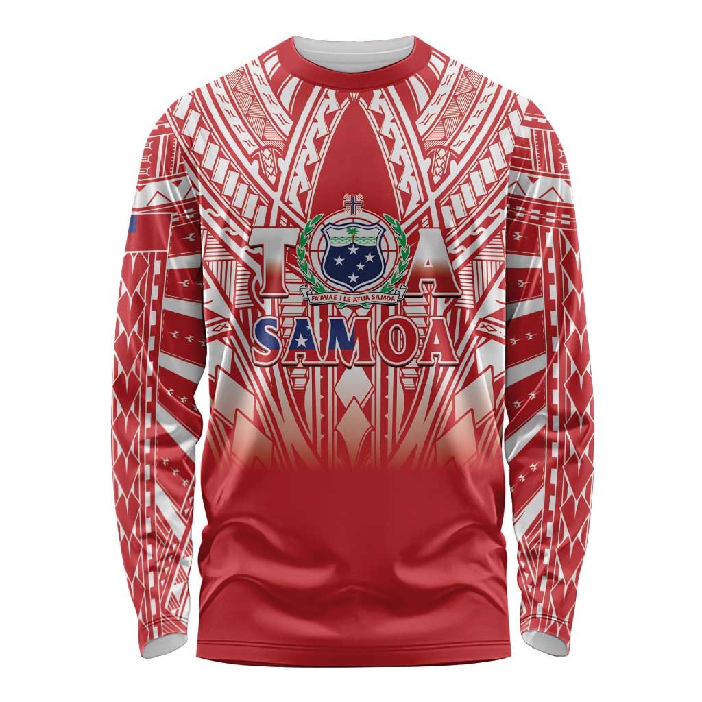 Toa Samoa Rugby Custom Long Sleeve Shirt Samoa mo Samoa Polynesian Pacific Red - Polynesian Pride