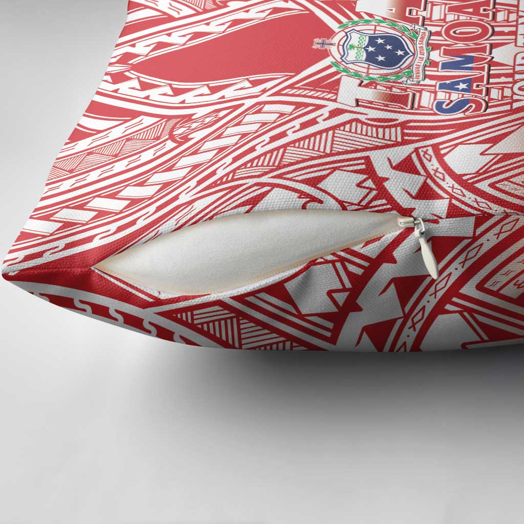Toa Samoa Rugby Custom Pillow Cover Samoa mo Samoa Polynesian Pacific Red - Polynesian Pride