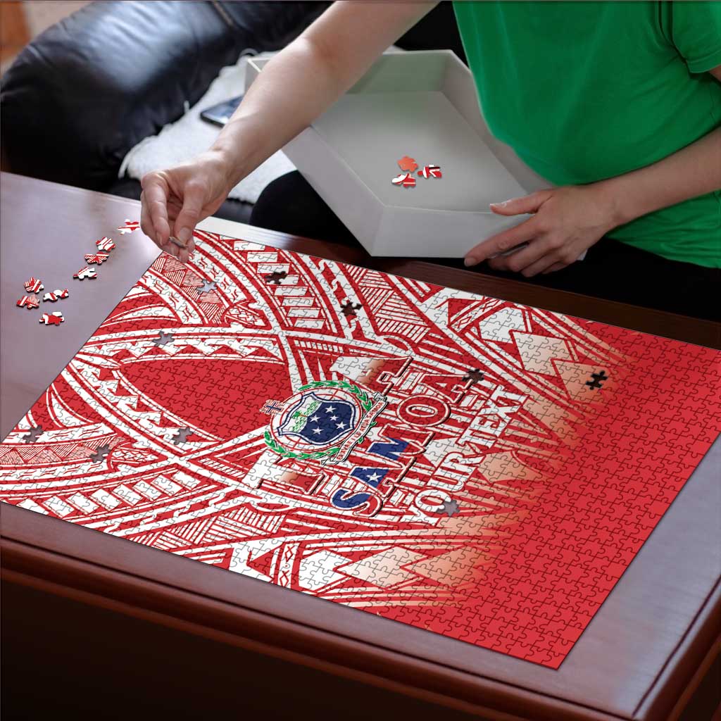 Toa Samoa Rugby Custom Puzzle Samoa mo Samoa Polynesian Pacific Red - Polynesian Pride