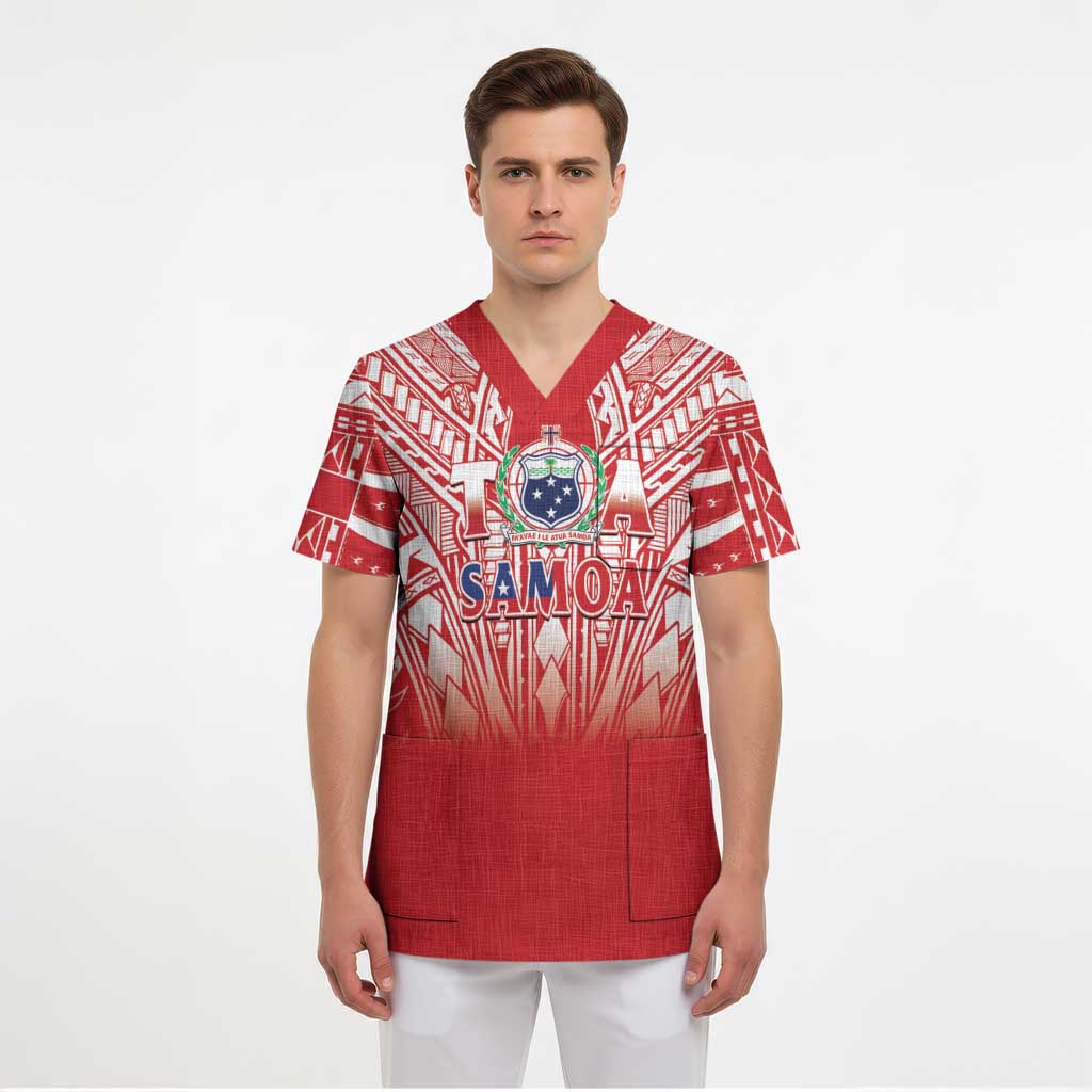Toa Samoa Rugby Custom Scrub Top Samoa mo Samoa Polynesian Pacific Red - Polynesian Pride
