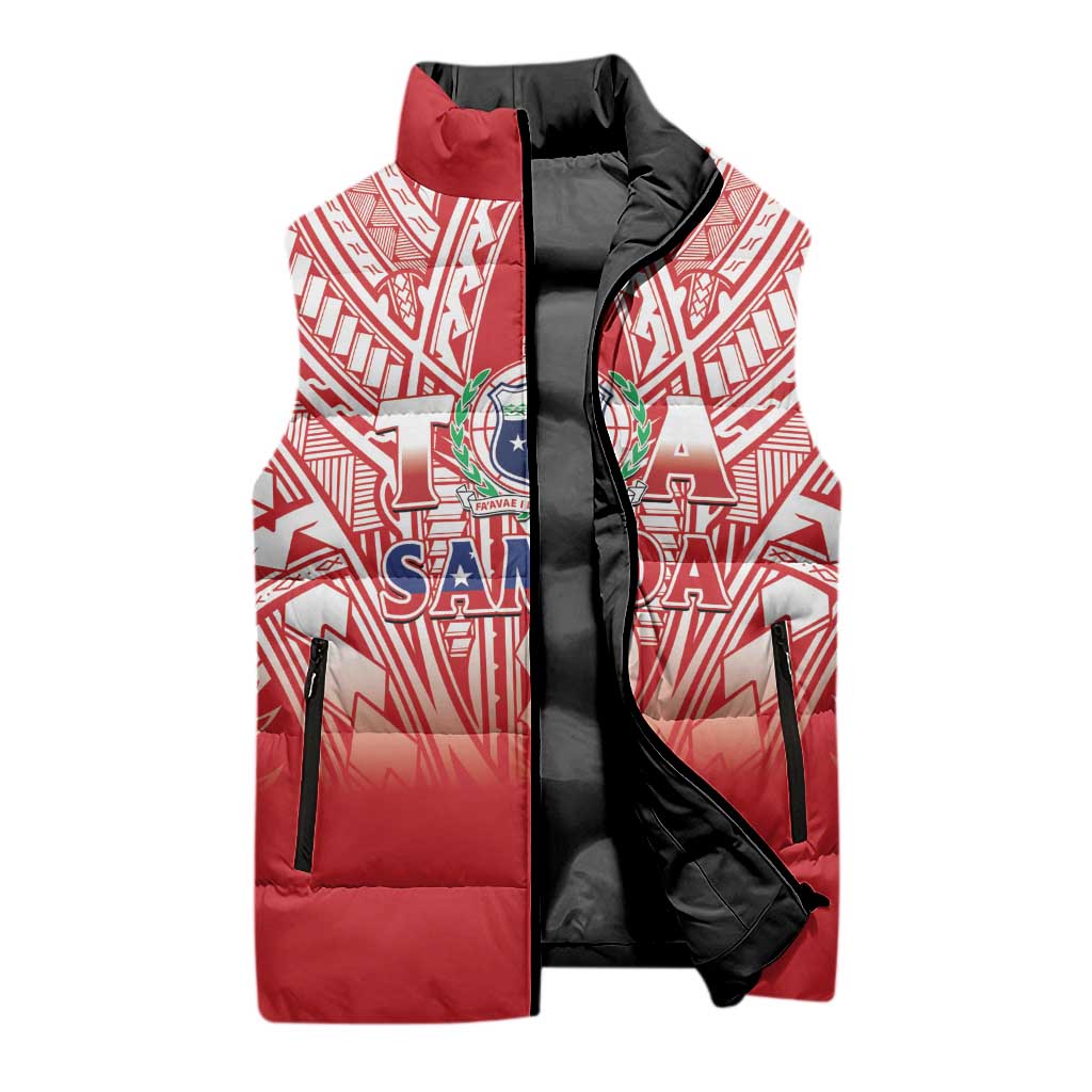 Toa Samoa Rugby Custom Sleeveless Puffer Jacket Samoa mo Samoa Polynesian Pacific Red - Polynesian Pride