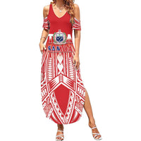 Toa Samoa Rugby Custom Summer Maxi Dress Samoa mo Samoa Polynesian Pacific Red - Polynesian Pride