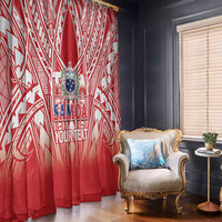 Toa Samoa Rugby Custom Window Curtain Samoa mo Samoa Polynesian Pacific Red - Polynesian Pride
