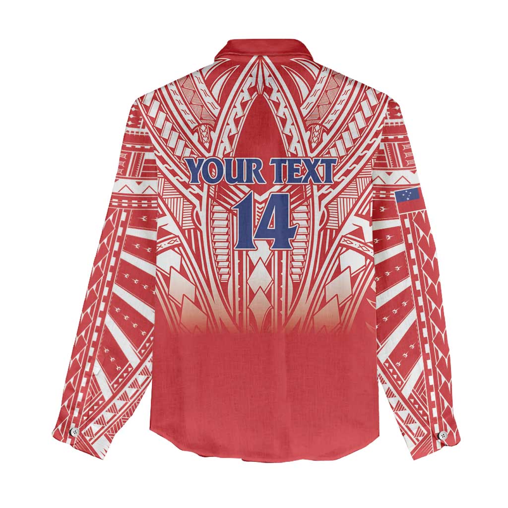 Toa Samoa Rugby Custom Women Casual Shirt Samoa mo Samoa Polynesian Pacific Red - Polynesian Pride